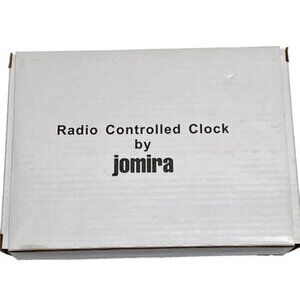 Radio Controlled Clock RCC Battery Operate Silver LCD Temp Alarm Calendar Jomira